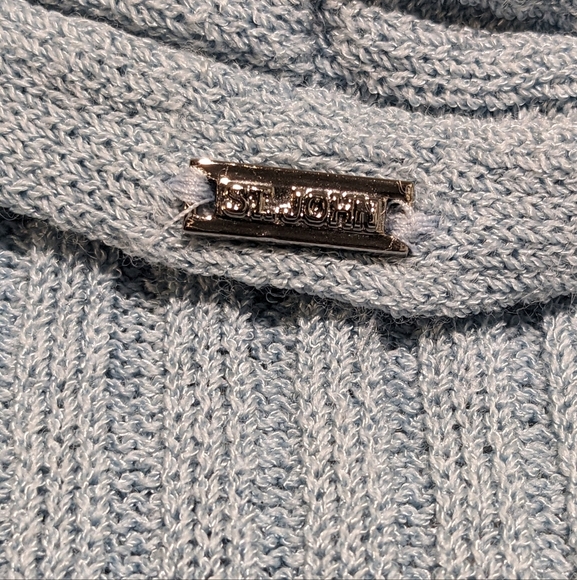 St John Sport Cropped Blue Lightweight Zip Up Jacket Cardigan Baby Blue Size M - Picture 11 of 11